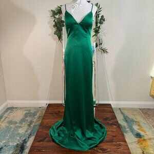 Emerald Green Satin Slip Dress